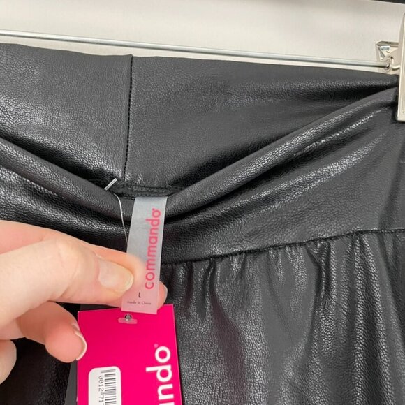 Commando Black Faux Leather Jogger Pants Size Large - Picture 3 of 8